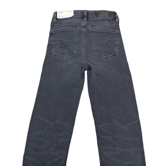 NWT AMERICAN EAGLE Super Hi-Rise Jegging Destroyed Hem Sz 000 Blue Black - Picture 5 of 7